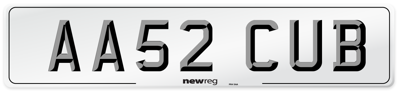 AA52 CUB Number Plate from New Reg